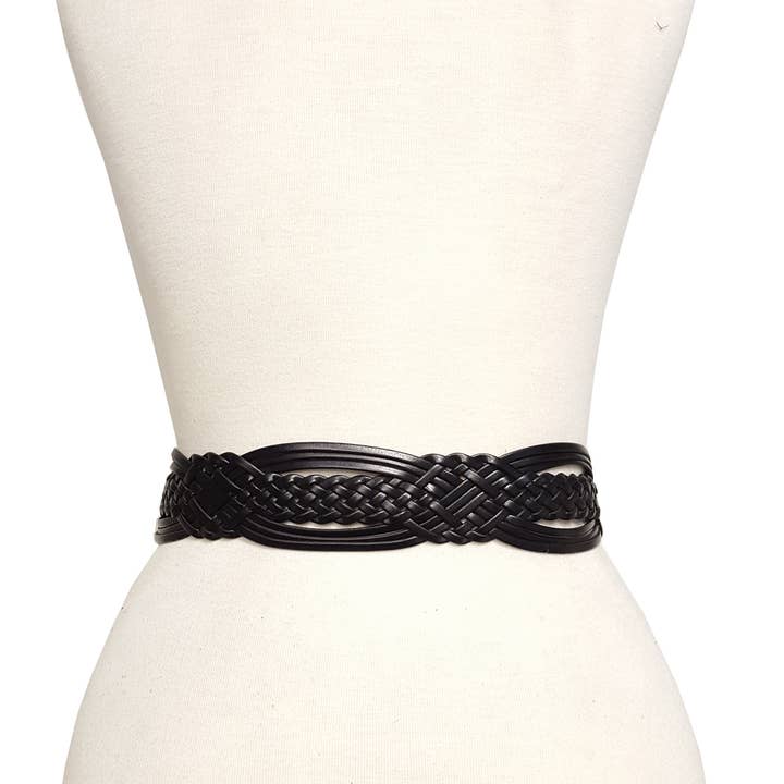 Axesoria West - Wholesale Belt – Women's - Hand Braided Leather Belt with Turquoise Style Buckle brass5