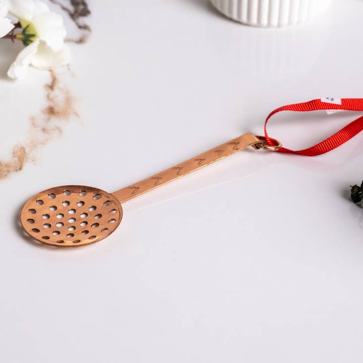 ANATOLIACRAFT – Großhandel Kochlöffel – Handgefertigter Mini-Kupfer-Schlitzlöffel, Puppenhaus-Utensil & festliche Küchendekoration