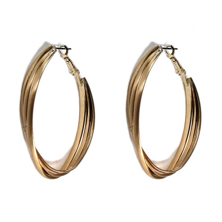 Gold Twisted 1.25" Hoop Earring for wholesale by What's Hot
