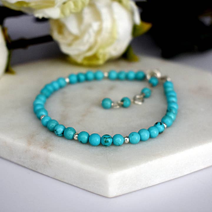 Kali Ma Designs - Sterling Silver Jewellery – wholesale Beaded bracelet – Jaelyn cluster turquoise & silver bead bracelet