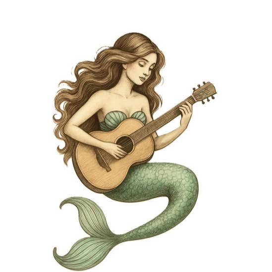 Beach Darlin - Wholesale Everyday Greeting Card - Mermaid Guitar 00002425