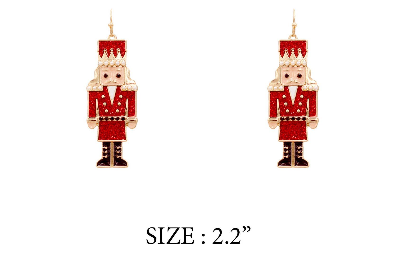 What's Hot - Wholesale Dangle Earrings - Red Color Coated Nutcracker Metal 2.2" Earring