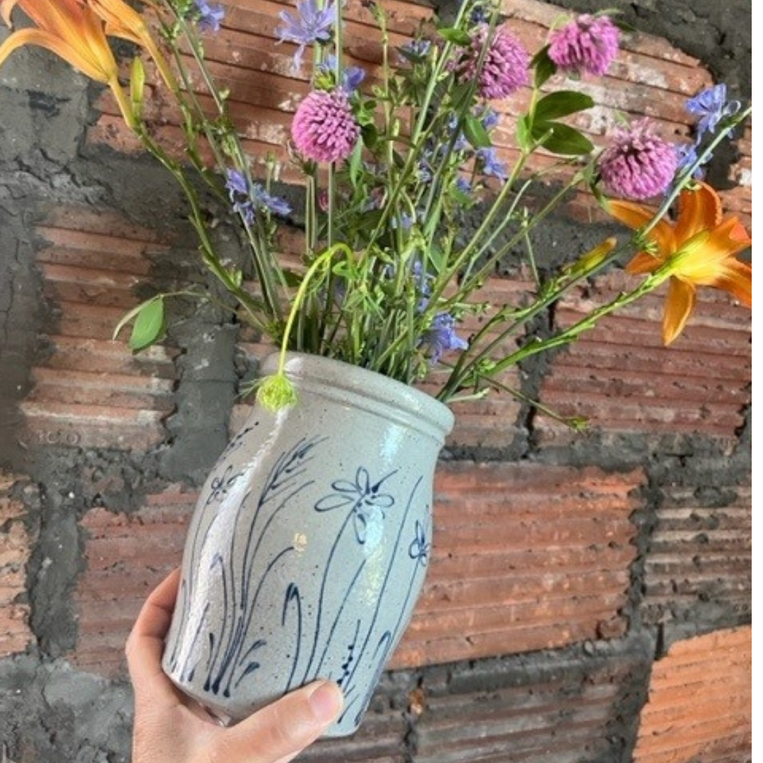 Rowe Pottery - Wholesale Utensil Holder - Utensil Jar- Wildflower2