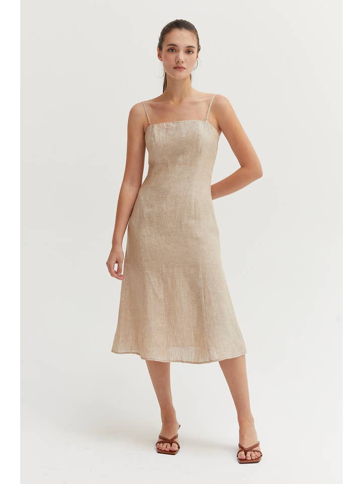 Crescent - Wholesale Dress - Women's - CD9204 - Sofia Linen Midi Dress