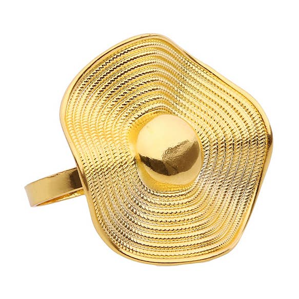 CLASSIC TOUCH DECOR INC. - Wholesale Napkin ring - Set Of 6 Napkin Rings Gold Button Design0