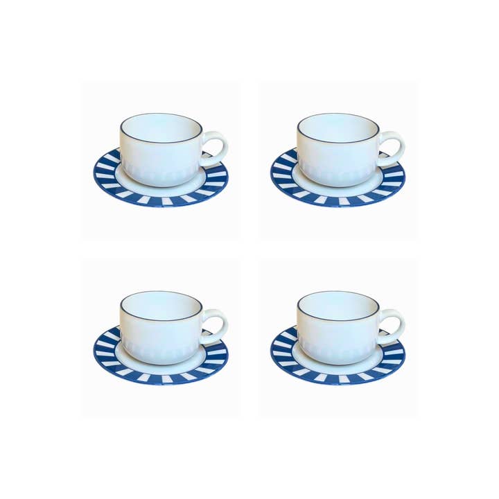 Essentials Navy-White Mug And Saucer for wholesale by The Lino