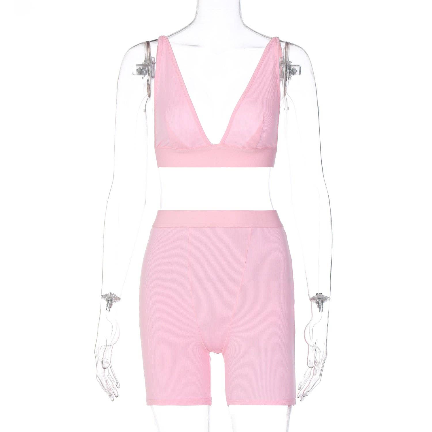 MB Fashion Wholesale - Vente Ensemble de vêtements d'intérieur – femme - Ensemble bralette côtelée et short de motard MB FASHION 2421T41