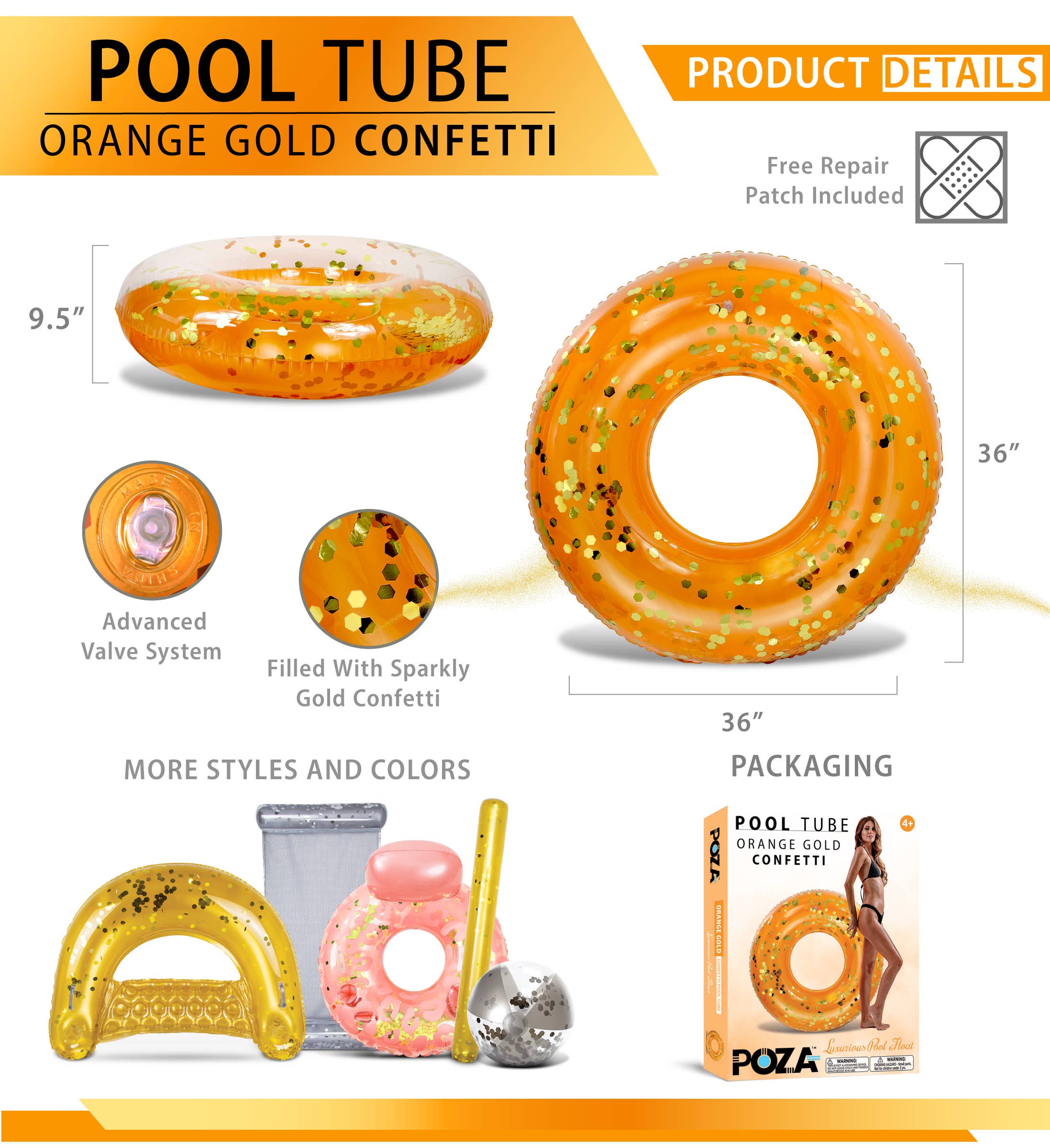 Cota Global - Wholesale Inflatables - POZA - ORANGE GOLD TUBE1