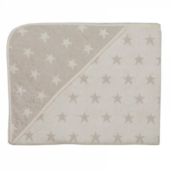 Organic Stars Children's Bath Towel with Hood - 008 Beige for wholesale by Framsohn Frottier