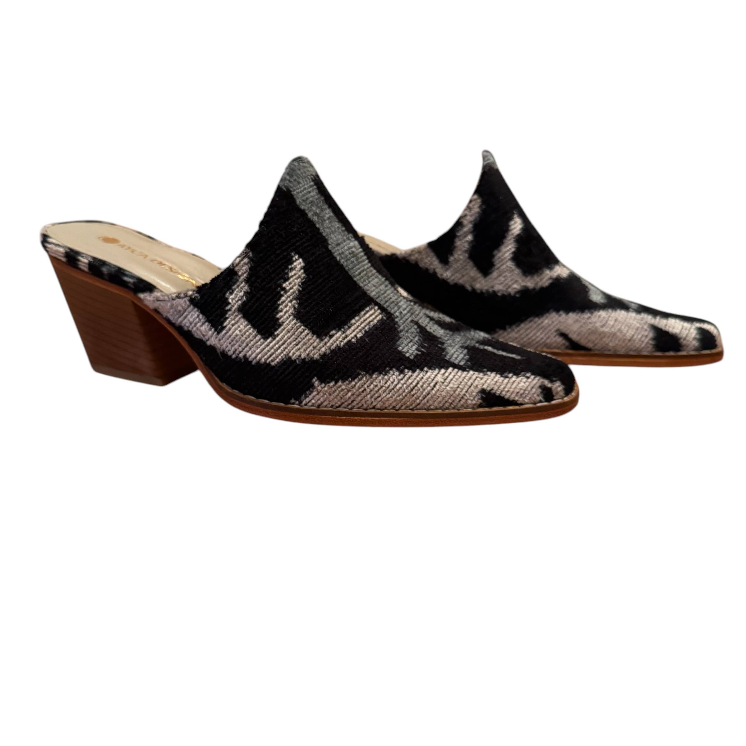 AYCA DESIGN - Wholesale Mules - Women's - Silk Velvet Ikat Chunky Heel Mule5