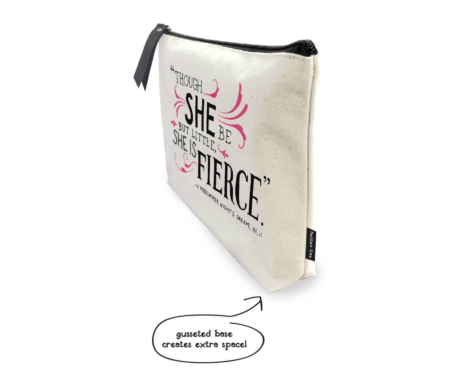 Nelson Line - Wholesale Pouch - Women's - She is Fierce - Shakespeare Canvas Zipper Pouch1