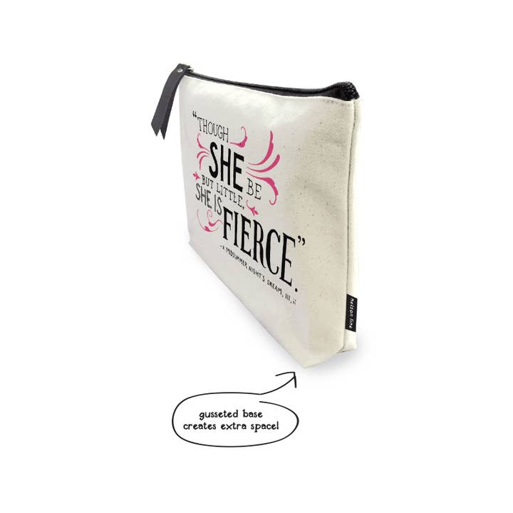 Nelson Line - Wholesale Pouch - Women's - She is Fierce - Shakespeare Canvas Zipper Pouch1