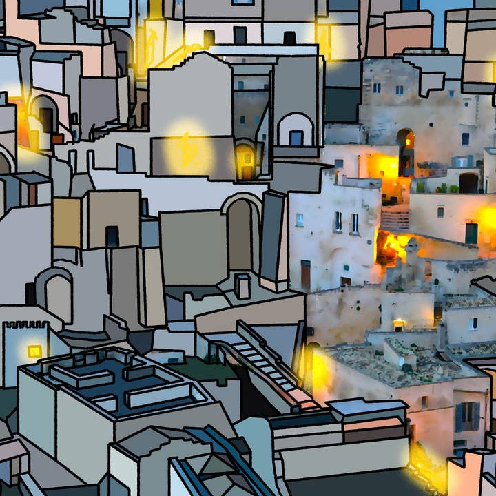 Det är kväll i Matera - Bildtryck för wholesale av Pitteikon