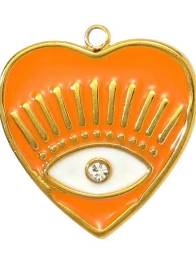 Evil Eye Heart Gold & Orange for wholesale by Coco Luna Collection