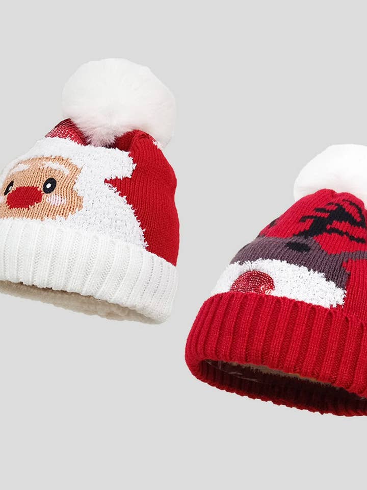 CWAH0747_Bonnet de Noël en tricot avec cloche de Noël pour la vente par NINEXIS