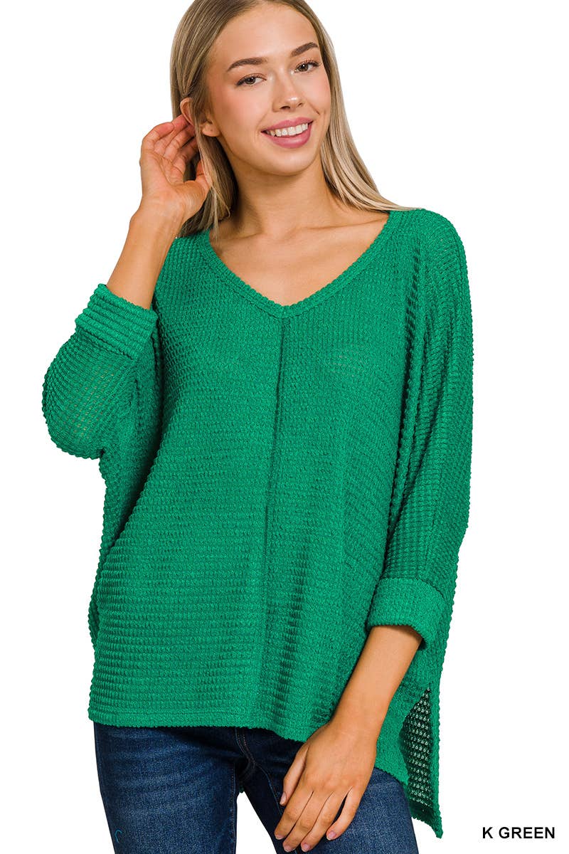 42POPS - Wholesale Knit Sweater - Women's - `.V Neck Hi Low Hem Jacquard Sweater8