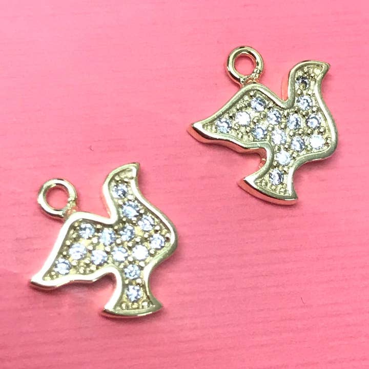 Petite breloque colombe dorée, breloque oiseau en argent, pendentif colombe en argent, breloques religieuses, petite colombe, breloques en vrac pour la fabrication de bijoux, breloques en argent sterling pour la vente par The Bead Bazaar