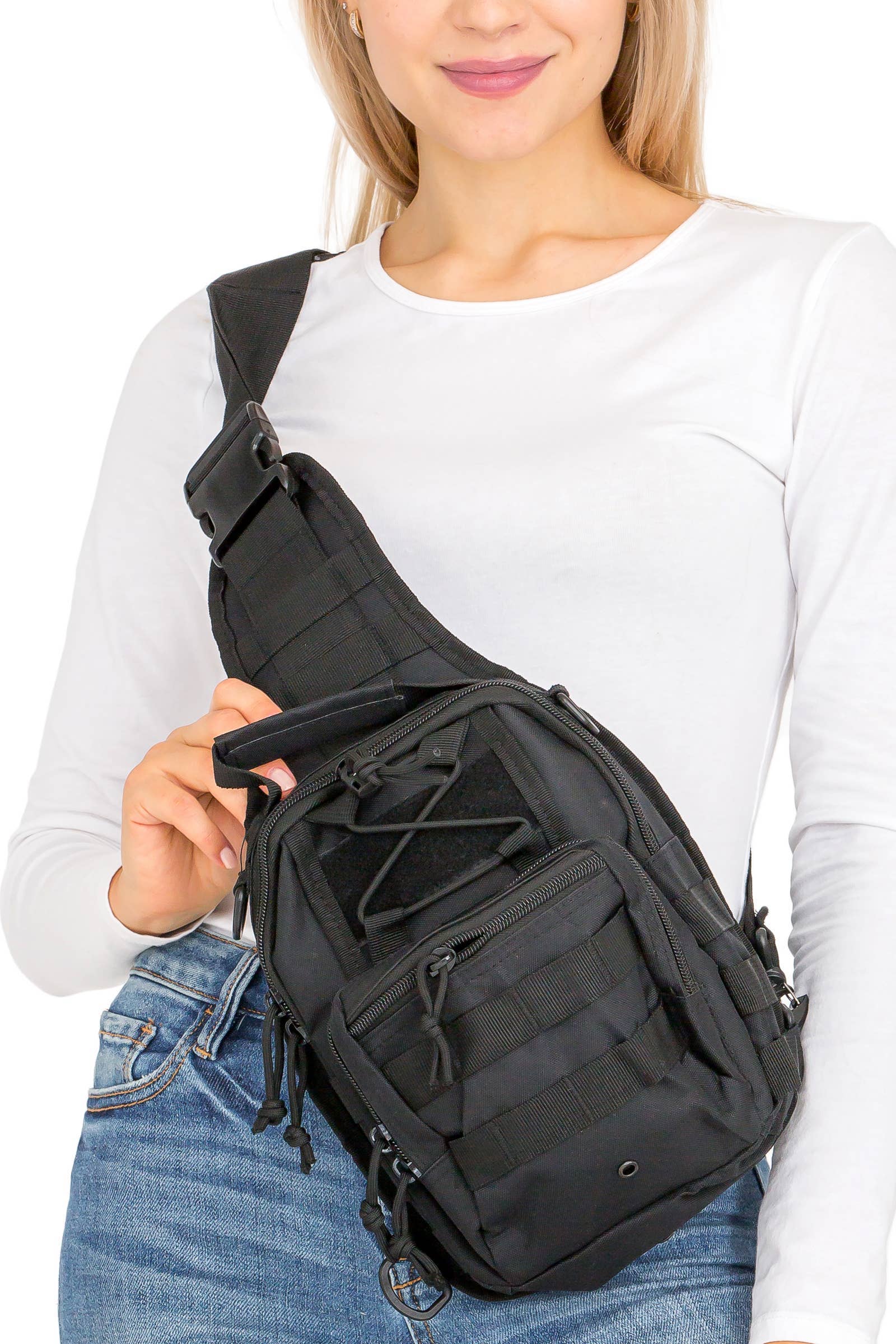 Cap Zone - Wholesale Crossbody Bag - Women's - Solid Tactical Utility Heavy Duty Durable Poly Sling Bag1