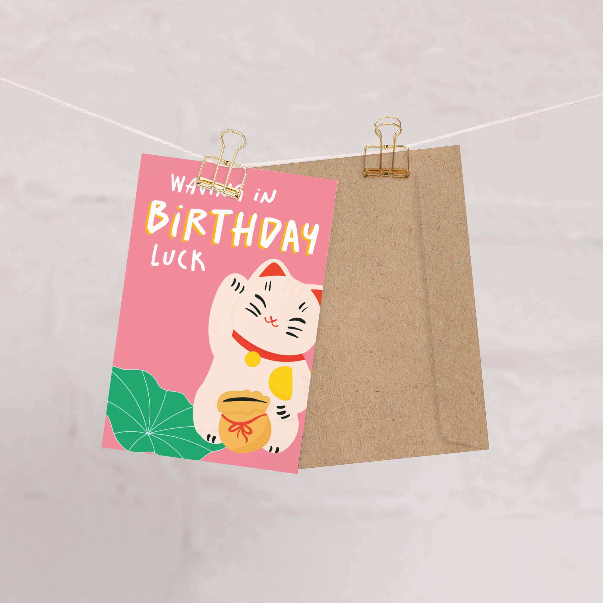 Cute Asian Cards - Vente Cartes d'anniversaire - Carte d'anniversaire drôle en agitant la chance | Cartes asiatiques de chat porte-bonheur chinois1