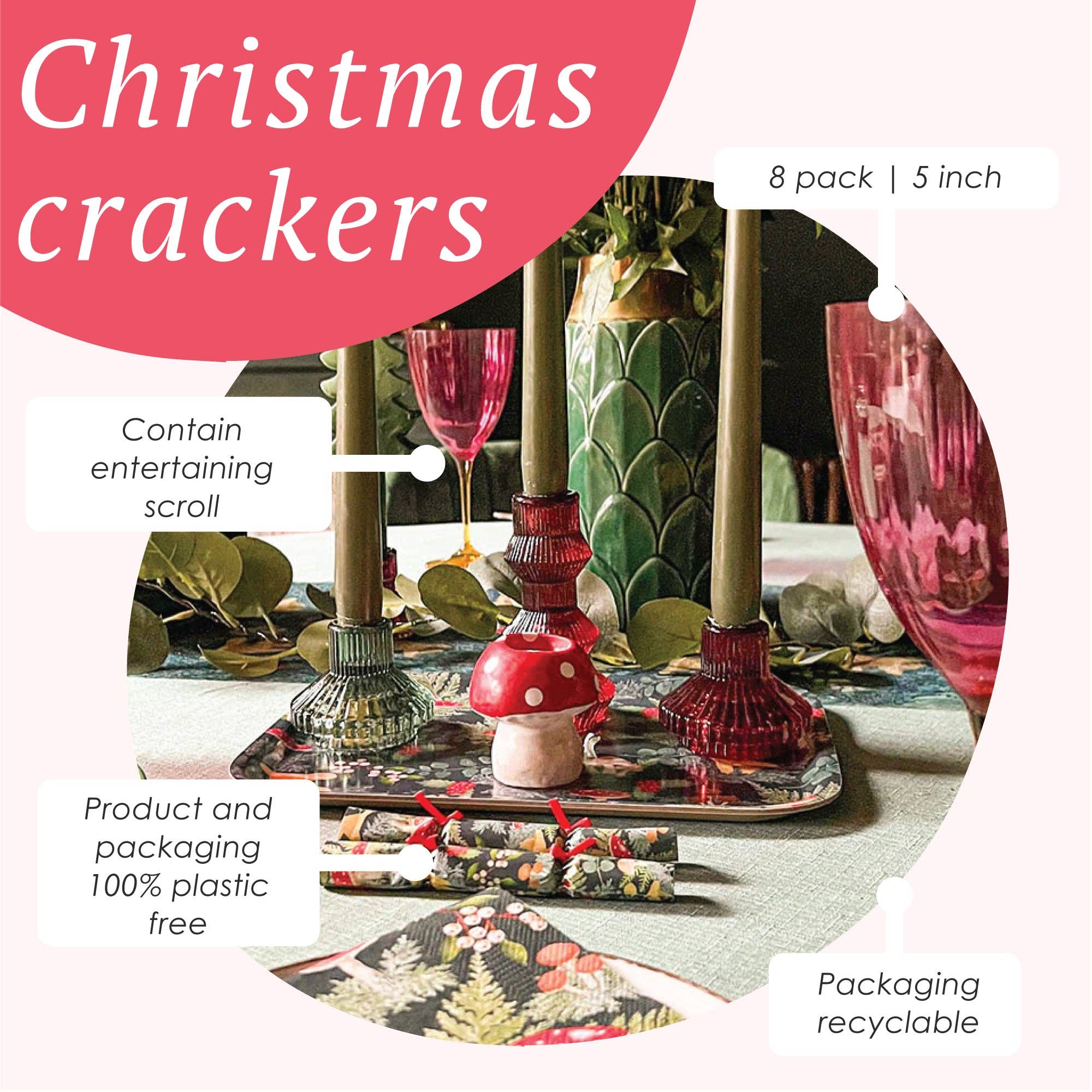 Talking Tables UK - Wholesale Christmas decoration - Forest Mini Christmas Crackers | POS Unit |2