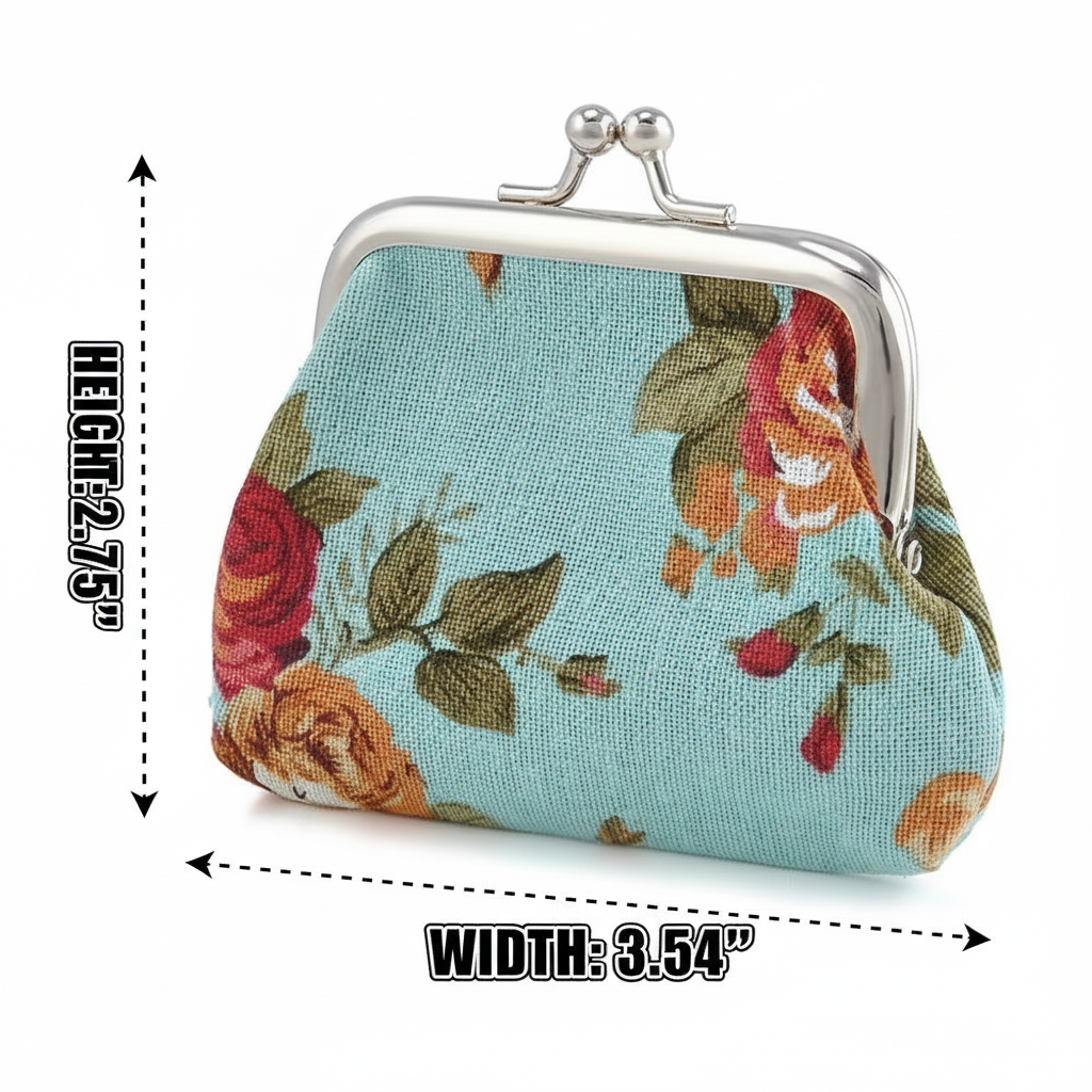 Magnifique Hearts – Großhandel Geldbörse – Damen – Münzbörse mit Blumenmuster, niedliche kleine Aufbewahrungstasche für Münzen und Schmuck3