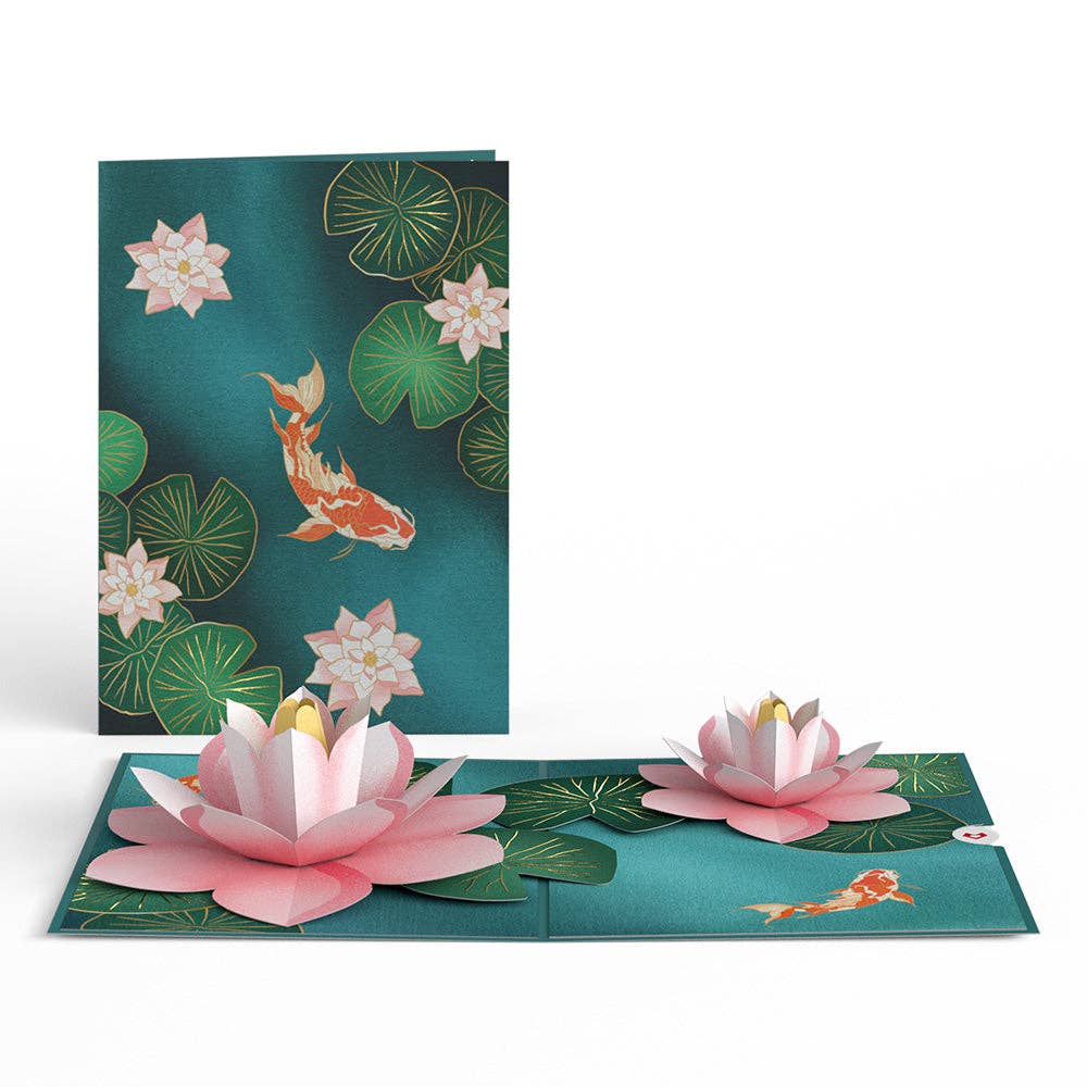 Lovepop Cards - Wholesale Everyday Greeting Card - Koi Fish and Lotus Pond Card, 5x7" Pop-Up Cards, Flower2
