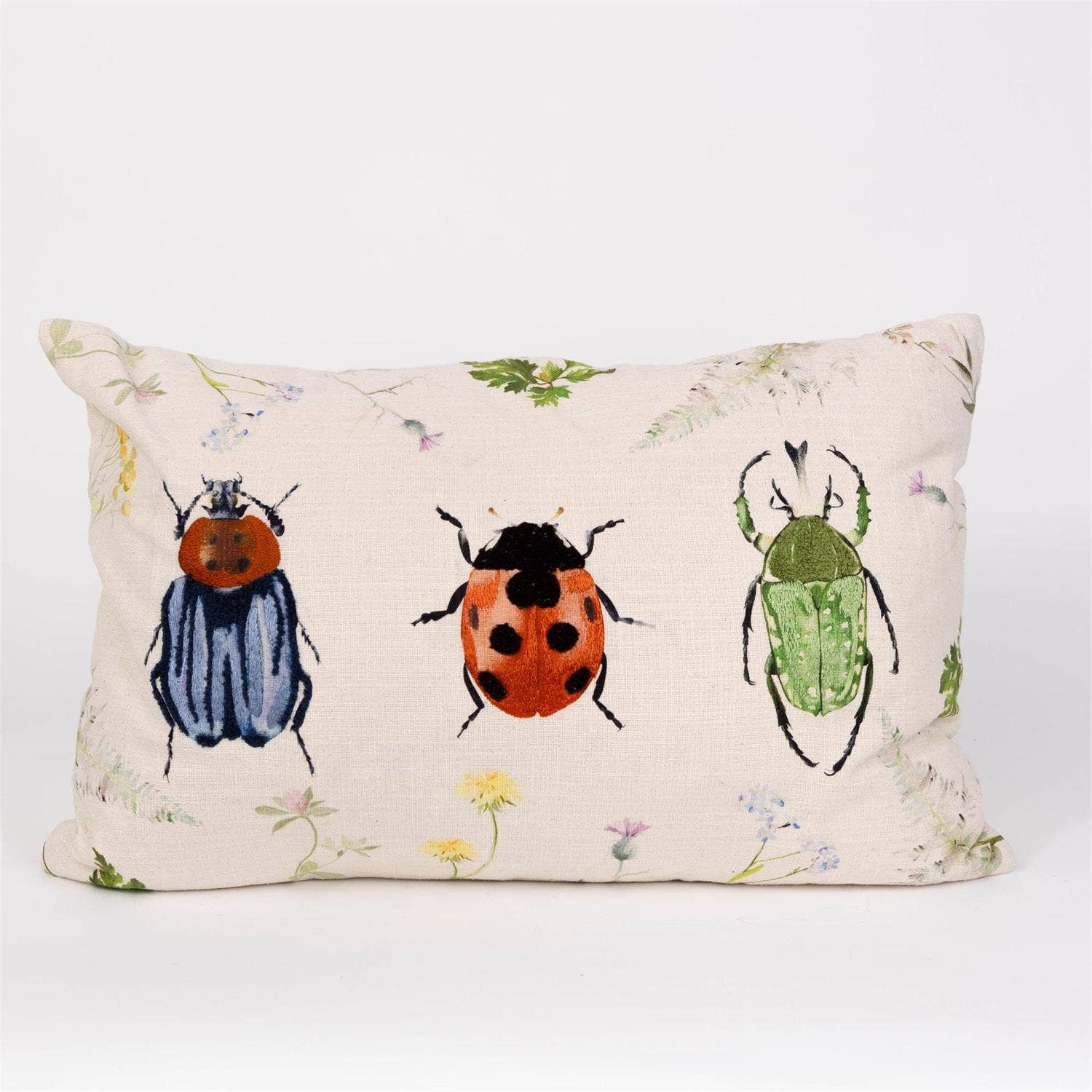 Audrey's Home & Gift – wholesale Lumbar pillow – Embroidered Beetles Bug Lumbar Pillow (Pk/02)1