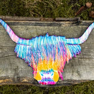 Rainbow Highland Cow Head 50 cm for wholesale by Tilnar Art