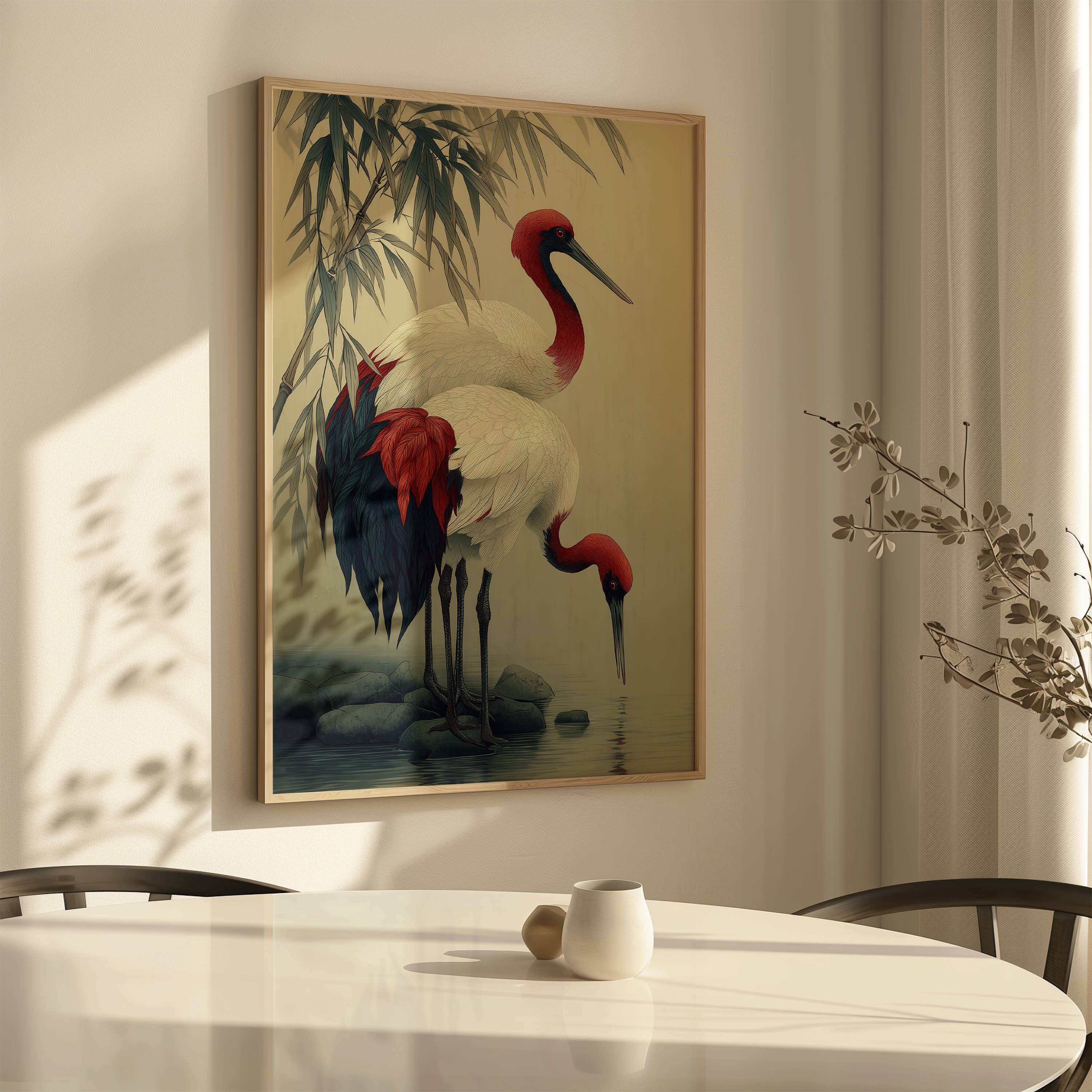 IuliiaArtPrints - Wholesale Art Print - Japandi Wabi Sabi Decor – Two Red-Crowned Cranes Artwork7