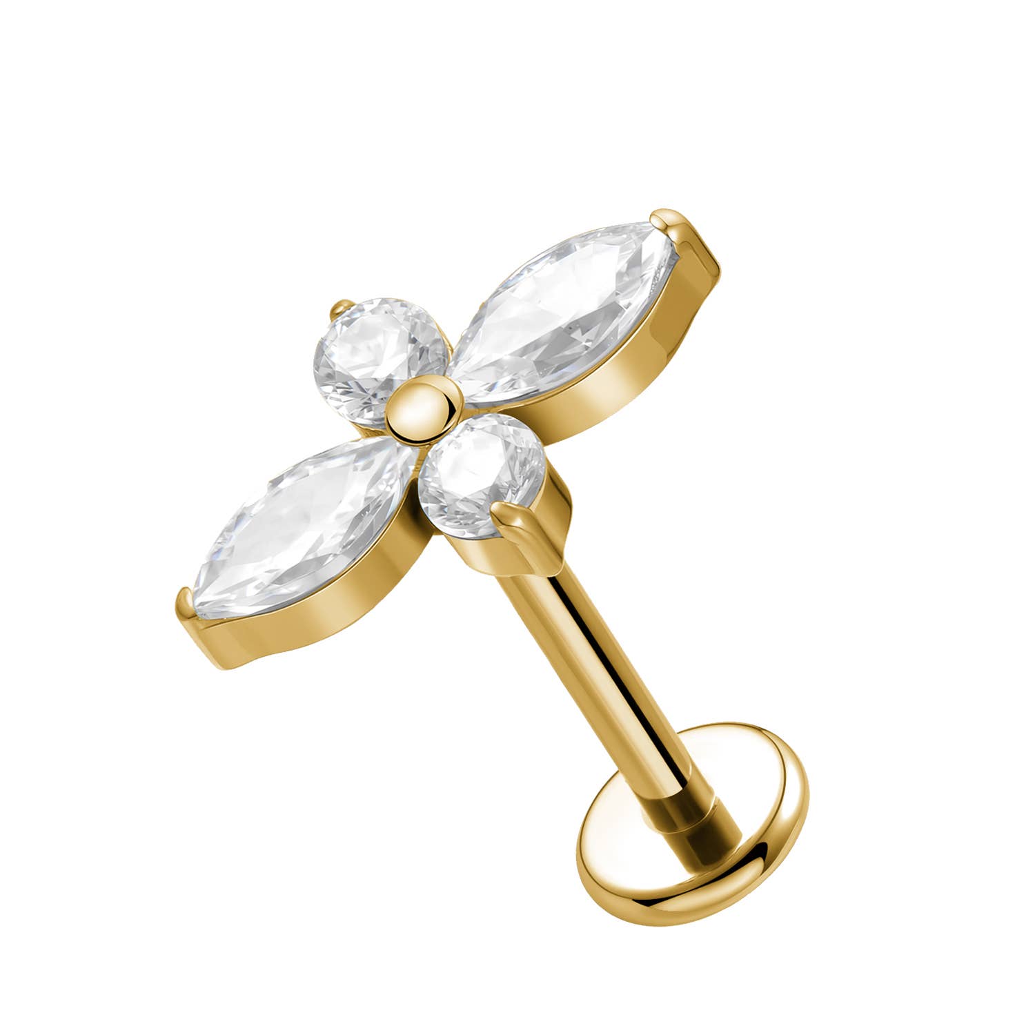 Awaken - Wholesale Enkele oorbel - Labret Piercing met Interne Kristallen PC-2201