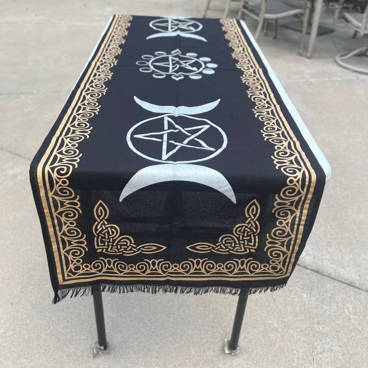 Lungta Imports - Wholesale Tablecloth - Triple Moon Long Altar Cloth Tarot Witchcraft Table Cloth4