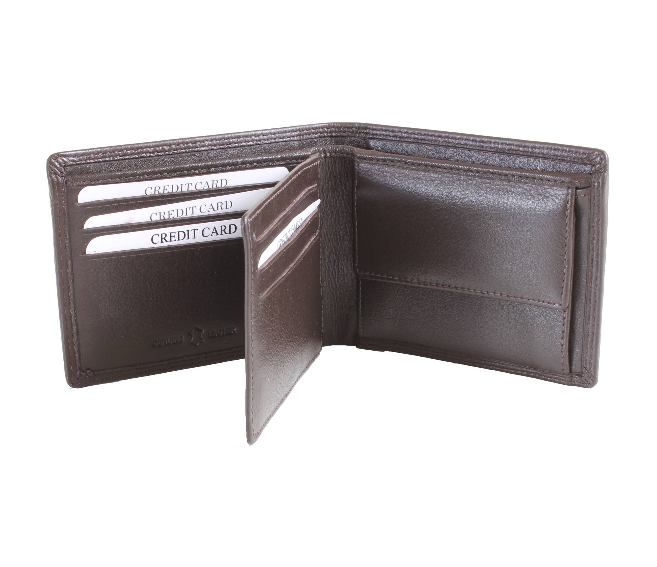 Dalaco - incorporating David Aster – wholesale Wallet - Men’s – Brown Leather Wallet, RFID Lining, ID Partition & Coin Pouch