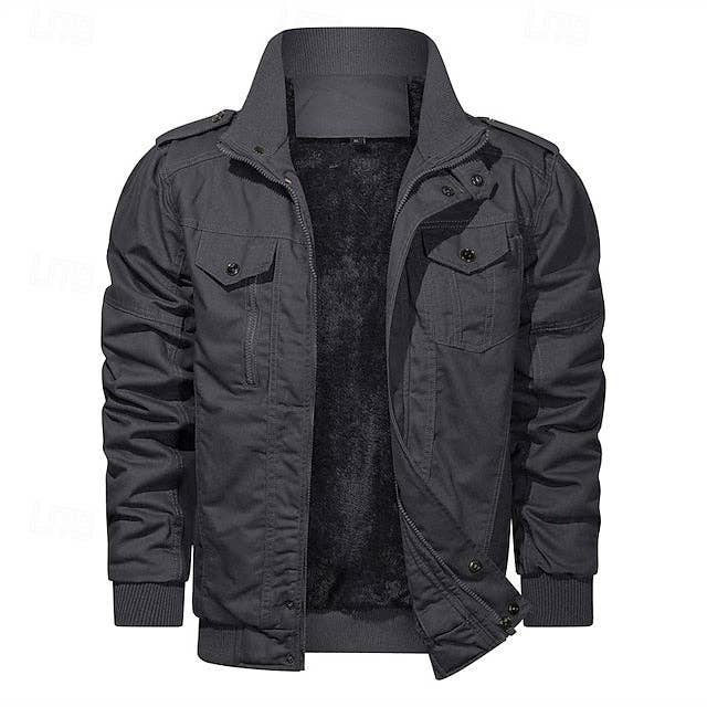 Ecovear - Wholesale Jacket - Men's - Men's Cotton Fleece Casual Jacket Stand Collar4
