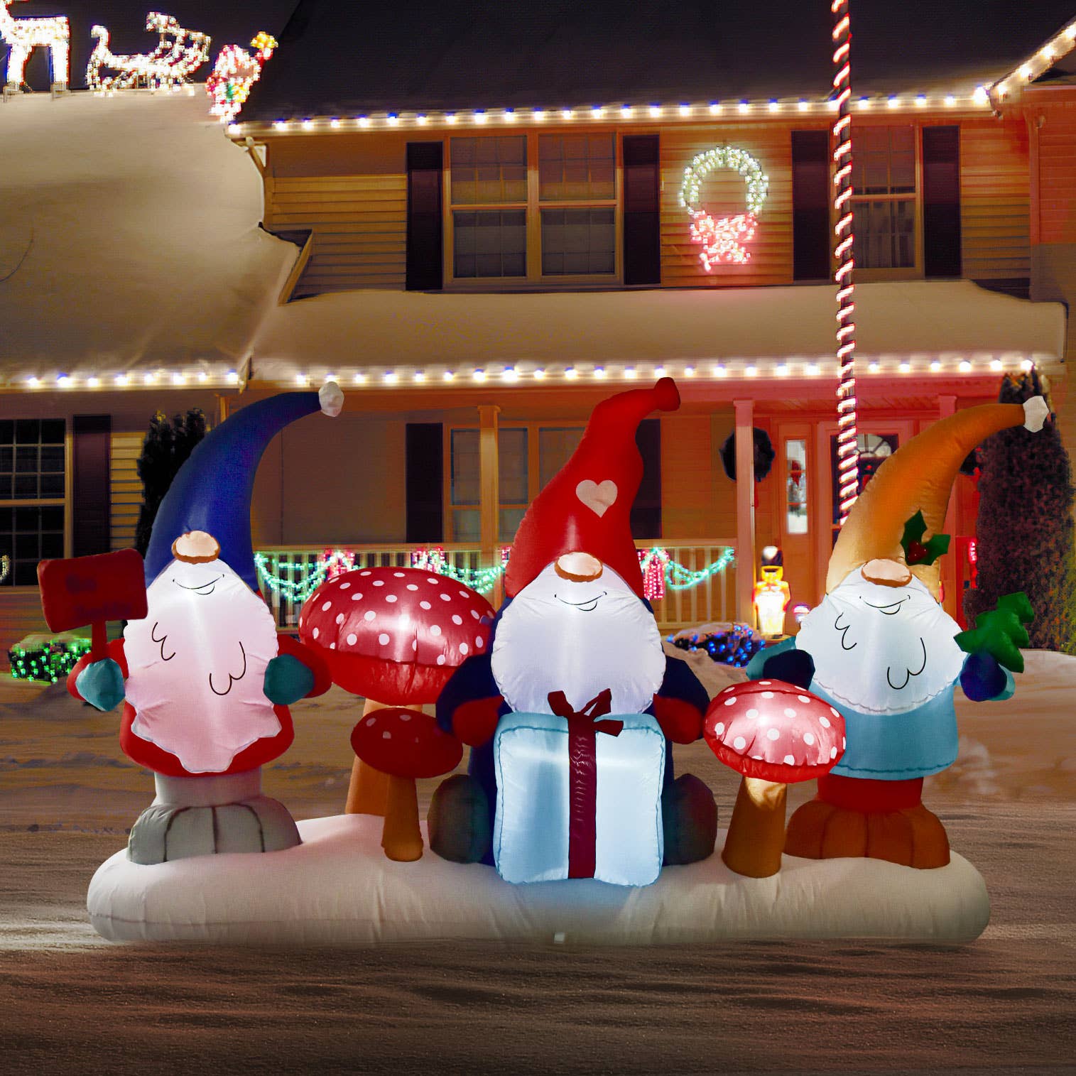 Fun Little Toys - Wholesale Inflatables - 7FT Christmas Inflatable Decoration Three Cute Gnomes3