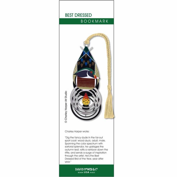 David Howell and Company - Wholesale Bookmark - Charley Harper's Best Dressed Metal Bookmark, MADE in USA