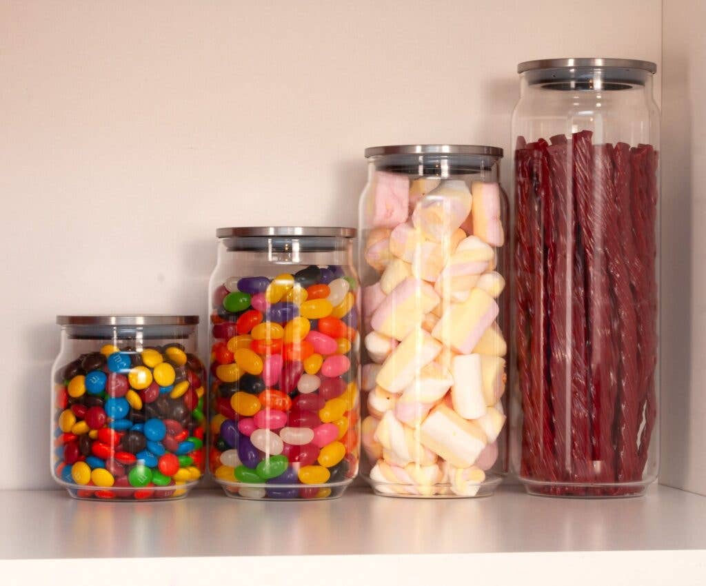 Silver KITCHEN BASICS Glass Beveled Canister with Lid3 for wholesale on Faire2