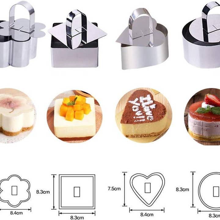 VIGOR - Wholesale Cake Pan - 3D Cake Molds with Pusher Lifter Cooking Rings Set of 4