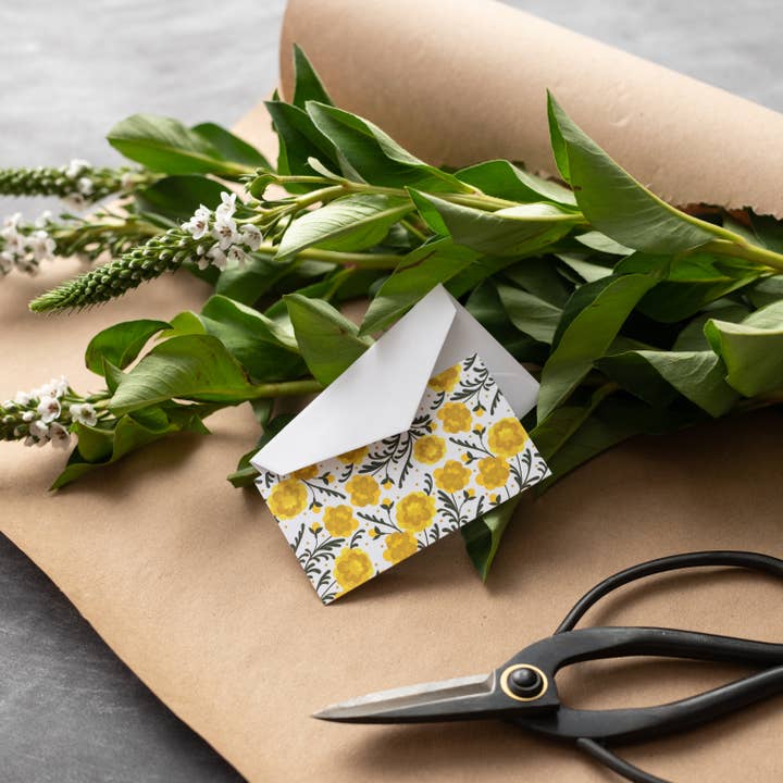 HAZELMADE® Tea Towels + Gifts - Wholesale Stationery/notecard set - Yellow Marigold Mini Note Set | Cards1