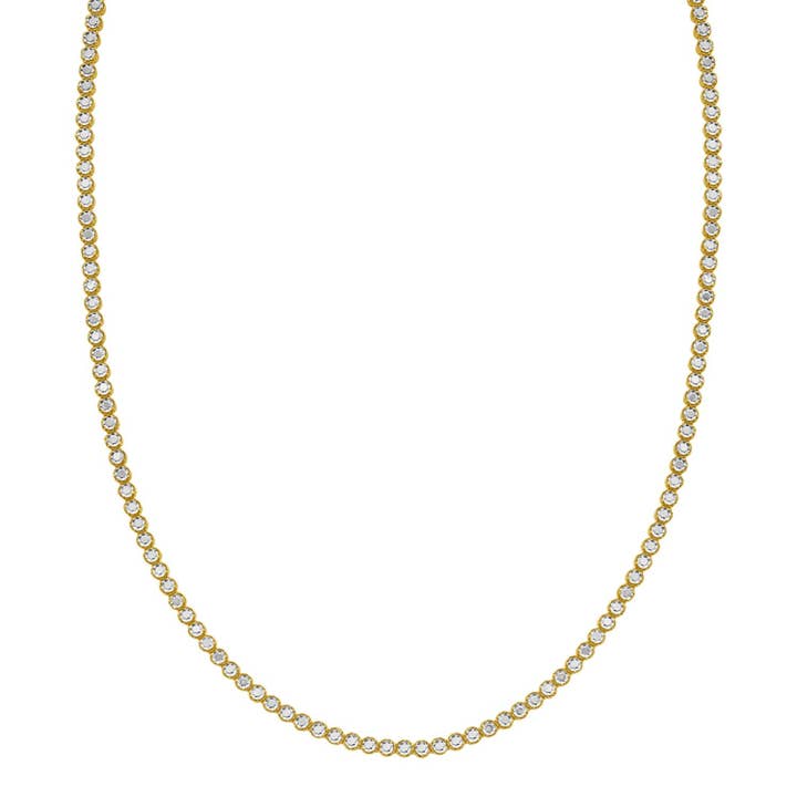 Collana Tennis in Oro Bicolore 14K con Diamanti (2,40 mm) per la vendita all'ingrosso da parte di RubyAnn Jewelry