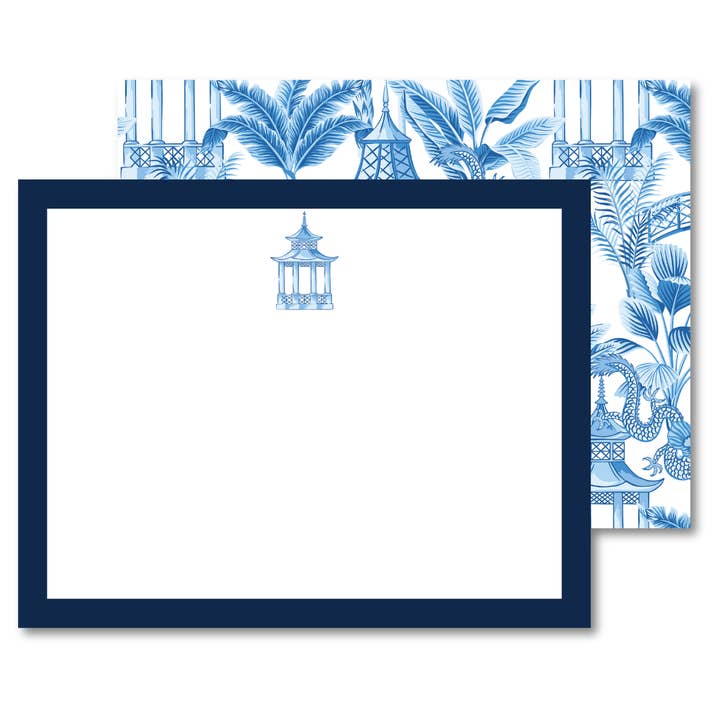 BLUE PAGODA NOTE CARDS | EVERYDAY NOTE CARDS for wholesale by B. ROWE & CO.