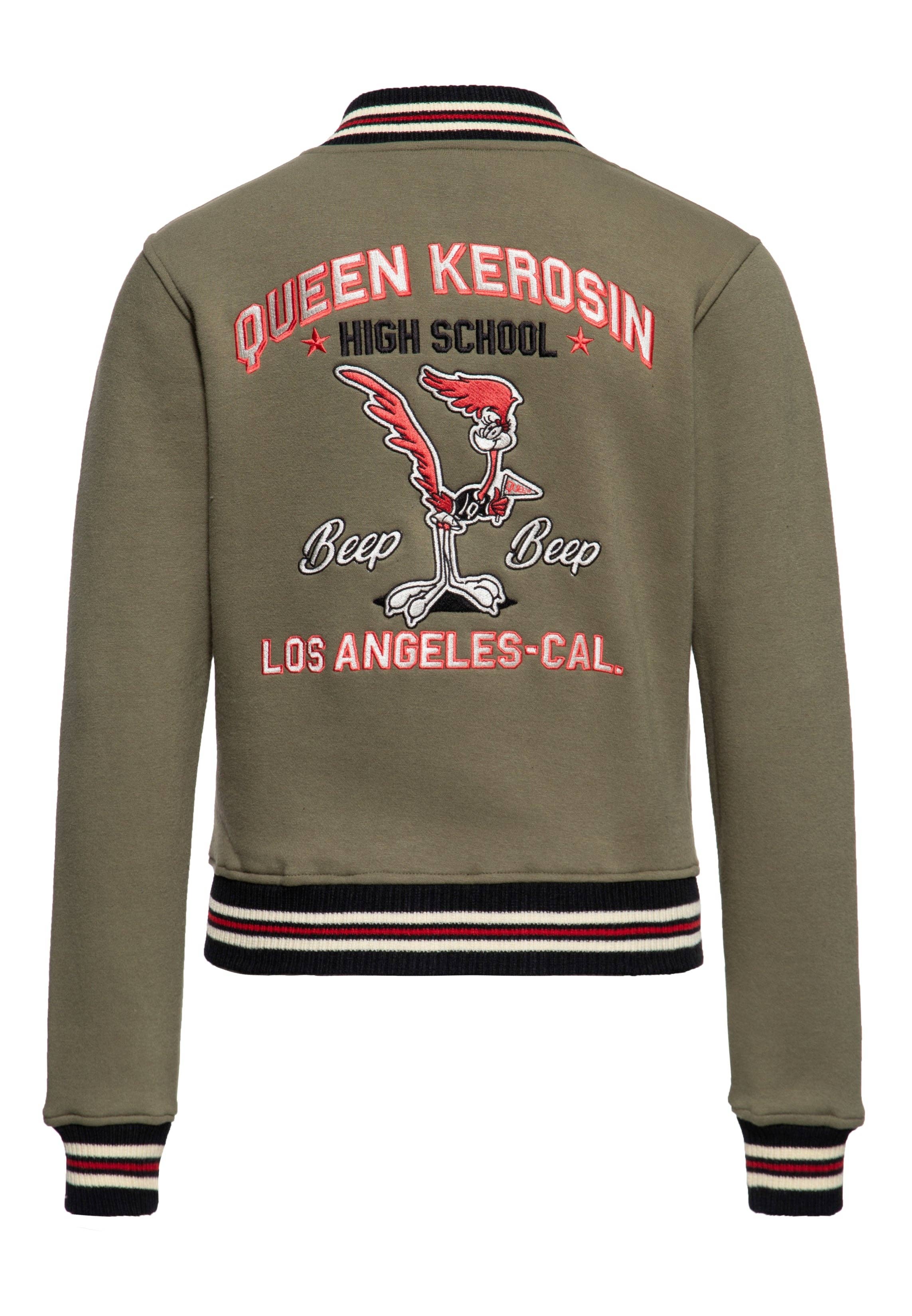 olive green Beep Beep College Jacket for wholesale on Faire0