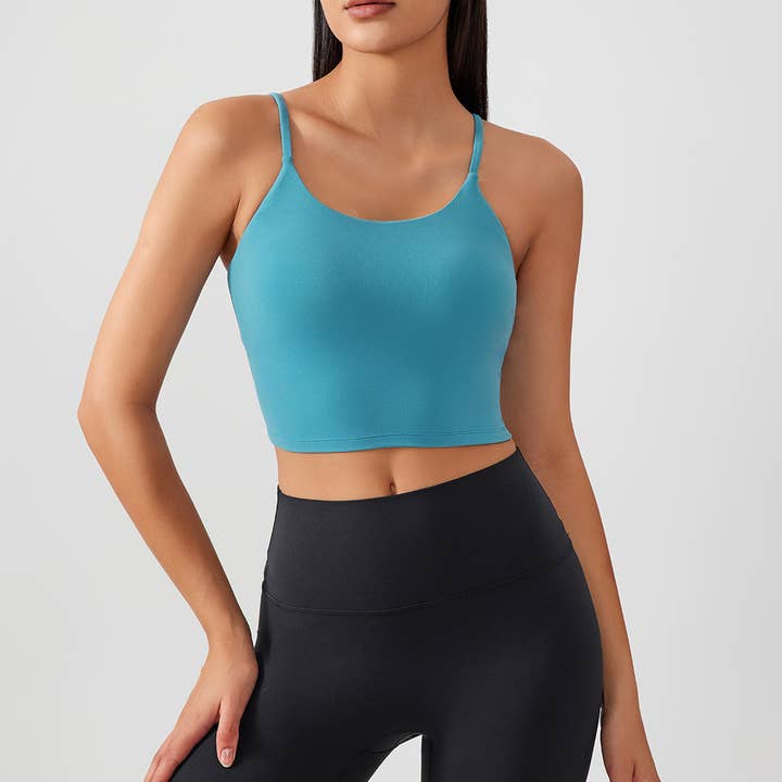 Sodalemon - Wholesale Sports Bra - Women's - Women Fitness U-Neck Padded Tank Top High Support Sport Bra