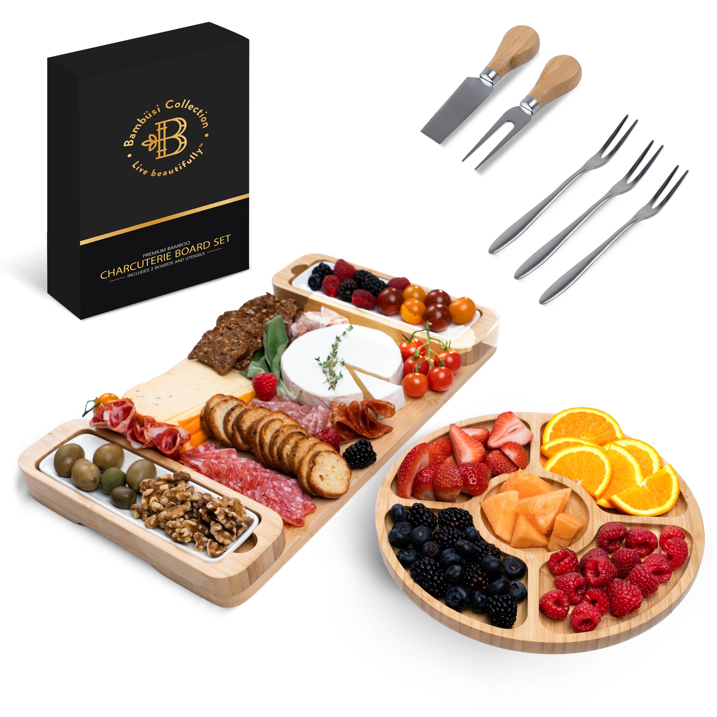Bambusi - Wholesale Cheese Board - Charcuterie Board Gift Set - Cheese Board & Serving Tray9