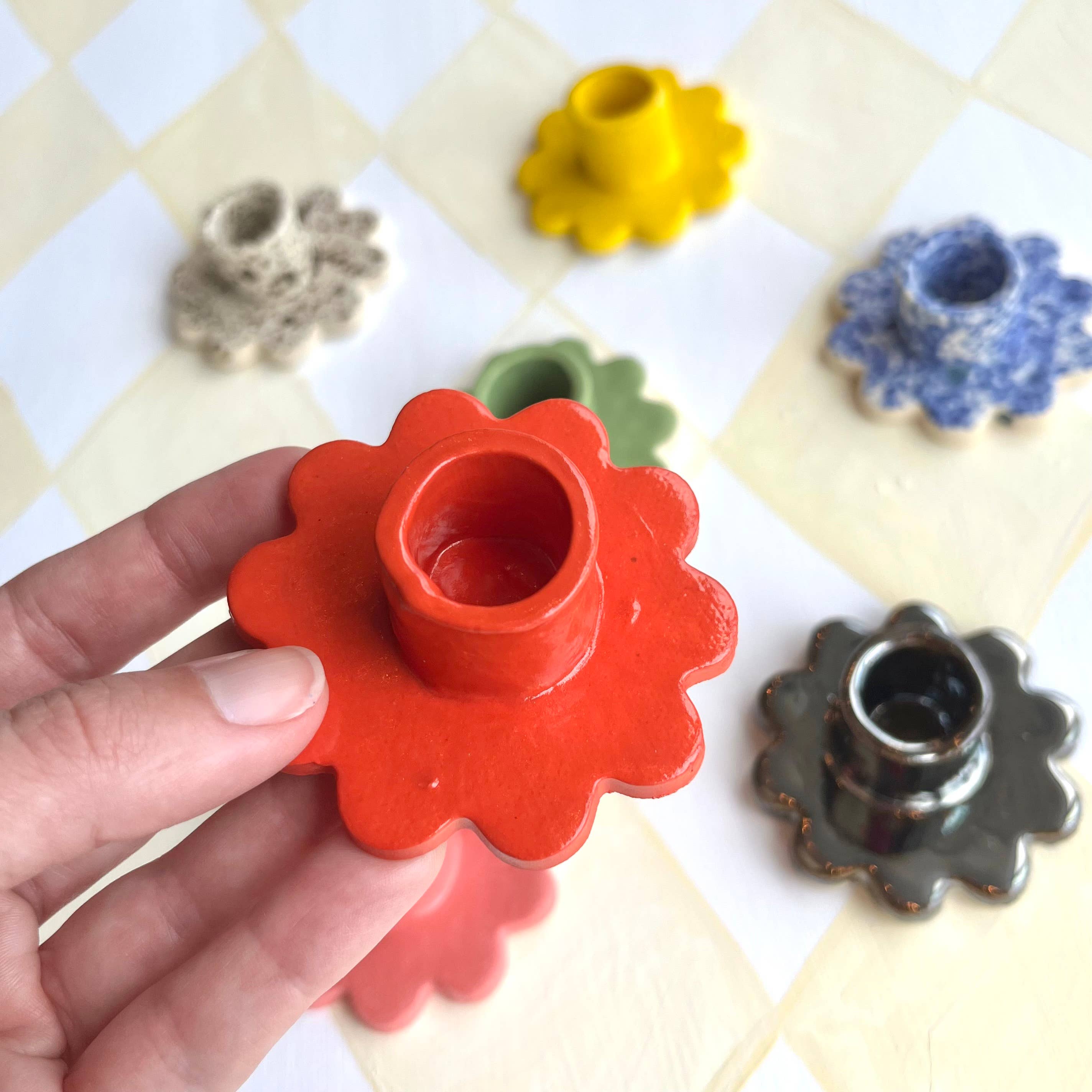 Crunch Supply - Wholesale Candle Holder - Ceramic Flower Taper Candle Holder4