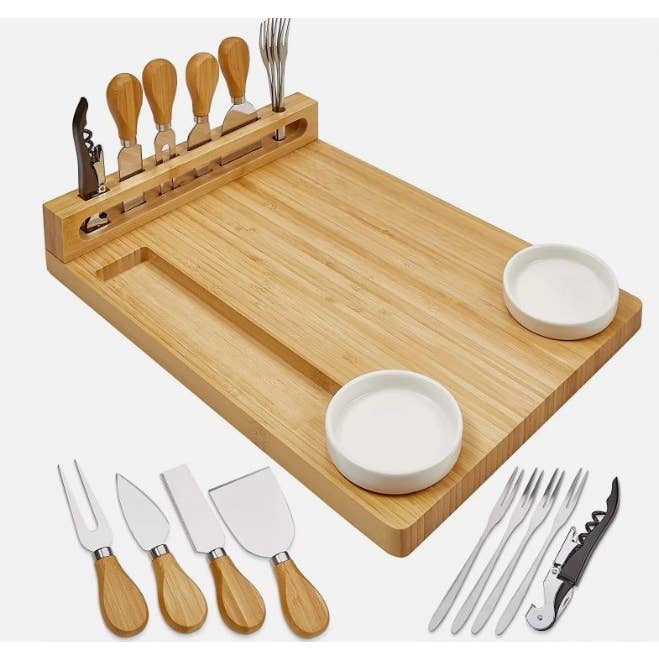 Merchandise Unlimited - Wholesale Cheese Board - Bamboo Charcuterie Board - Exquisite Cheese Board and Knife