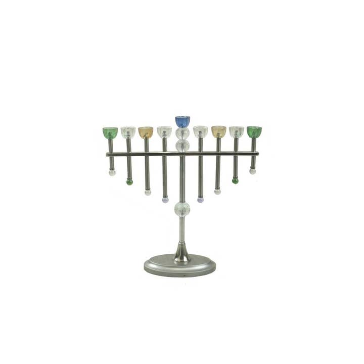 Silver menorah, cup color, 47x15x48cm for wholesale by AULICA