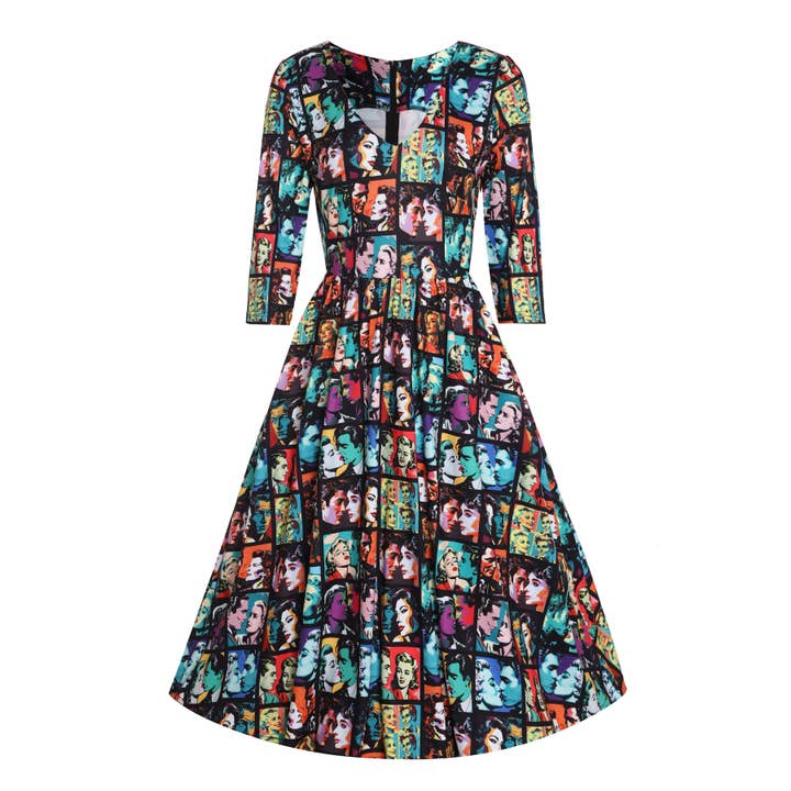 Dolly & Dotty - Wholesale Dress - Women's - Billie Long Sleeved Dress in Black Vintage Comic Print
