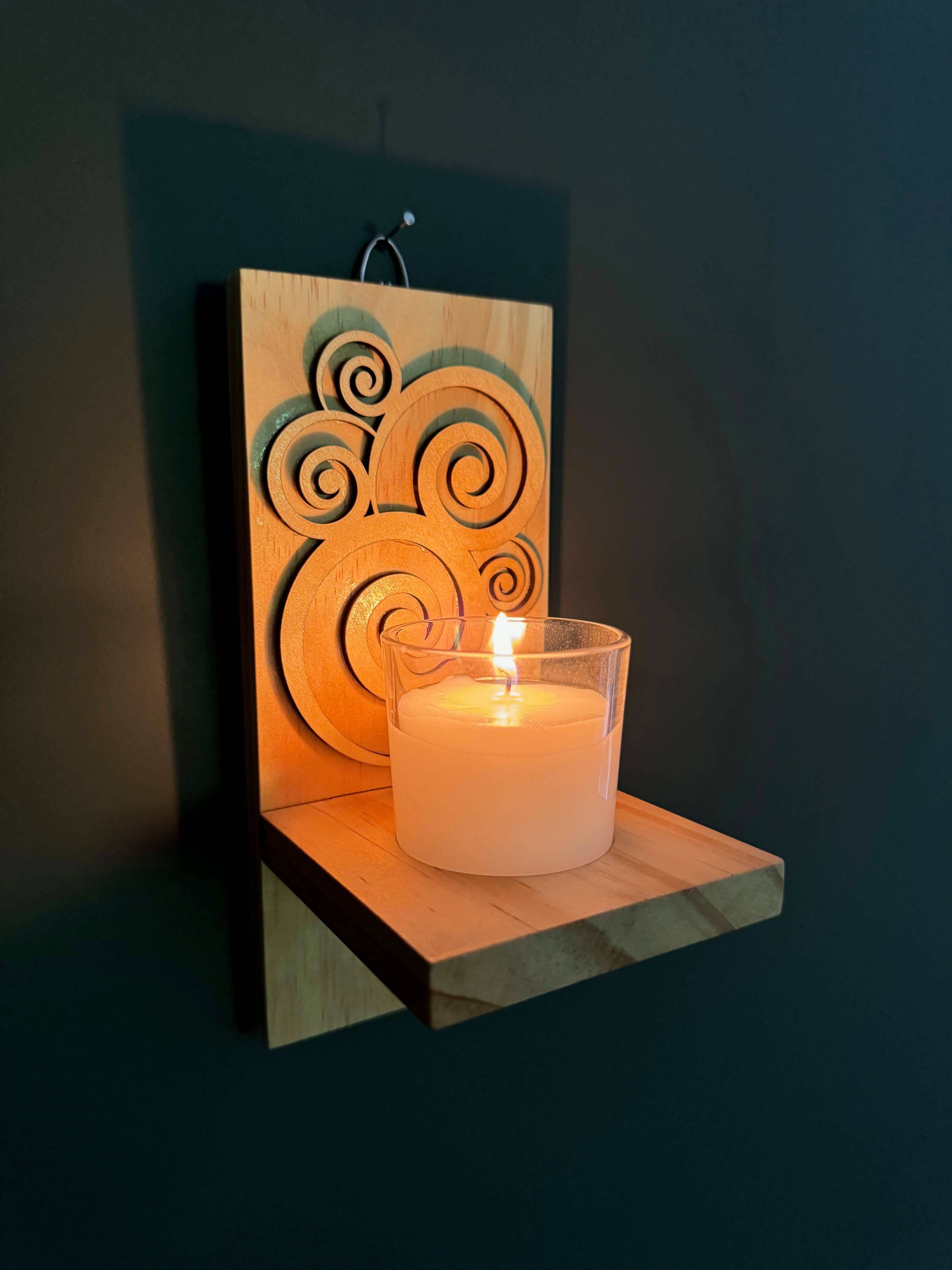 Muddy Creek Jones, LLC - Wholesale Candle Holder - Votive wall sconce with glass and design appliqué1