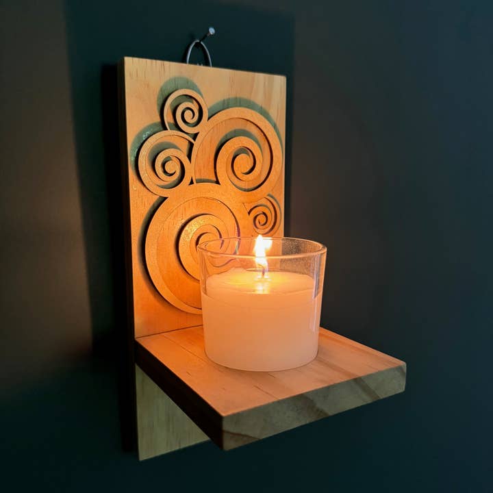 Muddy Creek Jones, LLC - Wholesale Candle Holder - Votive wall sconce with glass and design appliqué1