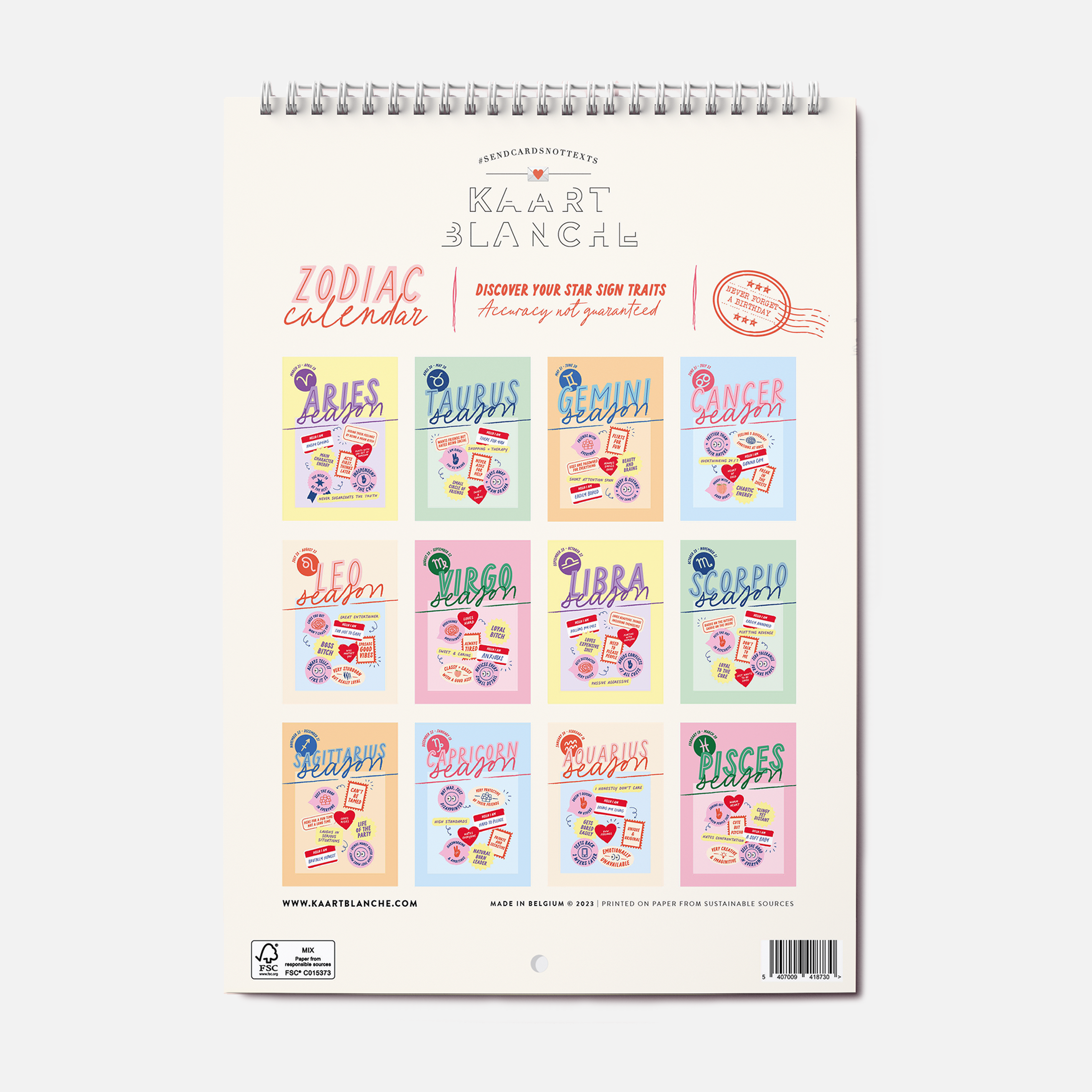 Kaart Blanche - Wholesale Calendar - Zodiac Calendar2
